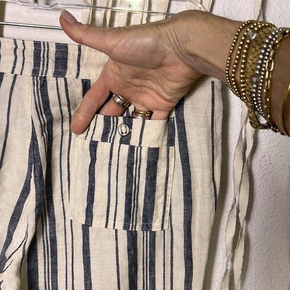 Michael Stars Linen Blue and Tan Stripe Straight Leg Pant Size XS - Picture 5 of 10